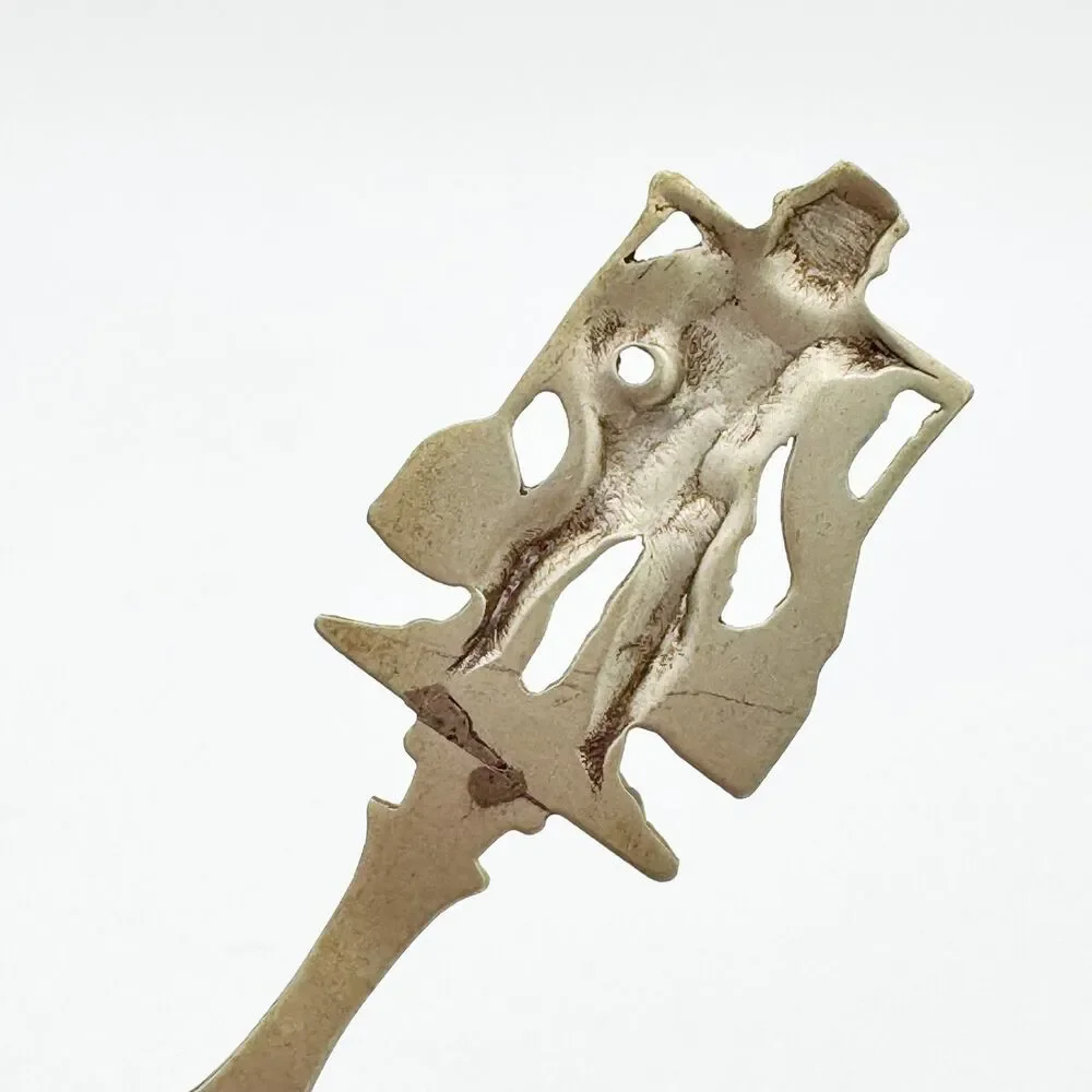 Vintage Dutch Souvenir Spoon Man Carrying Buckets Embossed Windmill Holland Bowl